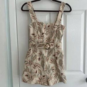 Intermix Stefania Belted Twill Romper Beige, Green, Brown  Paisleys Sz 4…